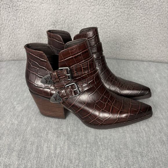 SAM EDELMAN Leather Western Ankle Heel Boots Brown Women's Sz 9.5M - Picture 5 of 14